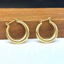 Vintage MA 14K Gold Earrings, Puffy Hoops with Tapered Design, Chic Classic Fine - £168.98 GBP