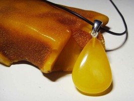 Caramel Baltic Amber Pendant Natural Vintage Drop Sterling Silver Amber Stone - £28.86 GBP