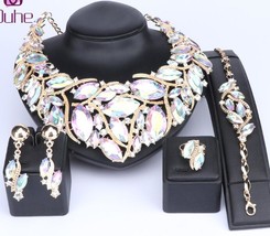 Fashion Indian Jewellery Bohemia Crystal Necklace Sets Bridal Jewelry Brides Par - $34.35