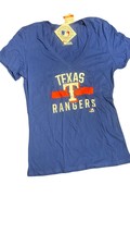 Texas Rangers Majestic T-shirt Women Size M Blue V Neck MLB Baseball S/S - £9.34 GBP