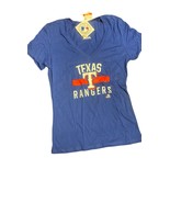 Texas Rangers Majestic T-shirt Women Size M Blue V Neck MLB Baseball S/S - £9.46 GBP