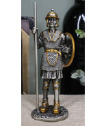 Pewter Medieval Halberdier Knight Guard With Pole Spear And Shield Figurine - $26.47 CAD