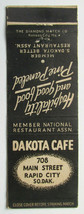 Dakota Cafe - Rapid City, South Dakota Restaurant 20 Strike Matchbook Cover SD - £1.59 GBP