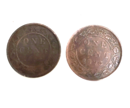 Canada 1882 H and 1893 Bronze One Cent Large Coin KM 9 Dei Gratia Regina Penny - £16.82 GBP