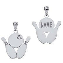 Personalized Silver Bowling Pins And Ball Pendant Necklace Engravable Your Name - £48.87 GBP+