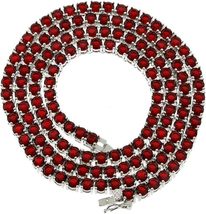 10 Ct Round Cut Red Ruby 18 Inches Women&#39;s Necklace 14k White Gold Finish - £237.01 GBP