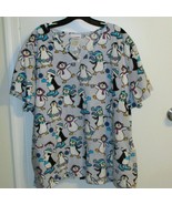 Scrubstar Christmas 3XL/3XG Snowman Penguin Srub Top V Neck Short Sleeve - $204.41 MXN