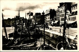 Vtg Postcard RPPC Pre-WWII - Cherbourg L&#39;Avant Port Unused France Cars Boats - £7.65 GBP
