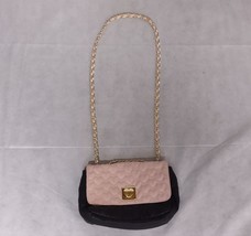 Betsey Johnson Quilted Hearts Purse Cross Body Pink Black Gold - £29.06 GBP