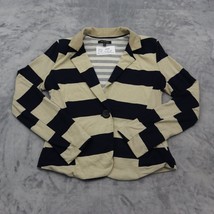 Max Riley Blazer Womens M Beige Black Stripe Long Sleeve Vneck Button Sw... - $355.23 MXN