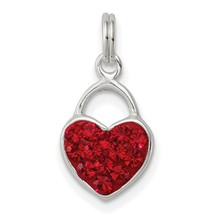 Sterling Silver Stellux Crystal Polished Heart Pendant Charm Jewelry 18mm x 10mm - £18.16 GBP