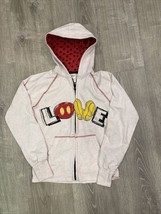 VTG Disney Store Zip Up Hoodie Sweatshirt LOVE Graphic Mickey Mouse Speckled XS - £9.77 GBP