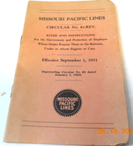 Missouri Pacific Lines Circular No 81 REV 1 September 1951 Rules And Instruction - £10.19 GBP