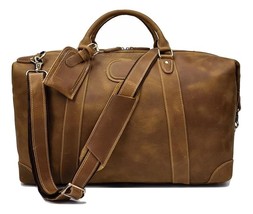 24&quot; Big vintage crazy horse leather zip around leather travel duffel Weekend bag - £197.11 GBP