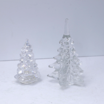 Art Glass Christmas Tree Figure Sculpture Pair - £34.03 GBP