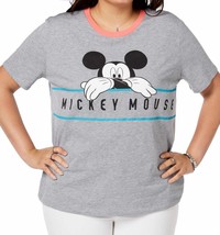 Disney Womens Plus Size Chill Mickey Mouse T-Shirt,Heather Grey/Coral,1X - £20.83 GBP