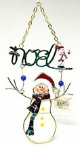 Home For ALL The Holidays Snowman Leaded Glass Hanging Wall Plaque 9.5 inches - £15.86 GBP