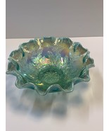 Vintage Fenton Ruffled Crimped Iridescent Colors Greens Golds Candy Dish... - £19.63 GBP