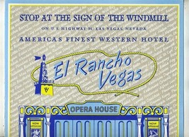 El Rancho Vegas Steak House Opera House Menu Placemat Coaster 1954 Las Vegas NV - $27.72