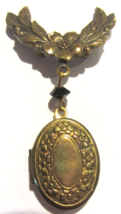 Antique Gold Tone Art Nouveau Floral Brooch Locket  - £37.96 GBP