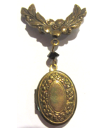 Antique Gold Tone Art Nouveau Floral Brooch Locket  - £37.36 GBP