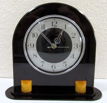 Art Deco Dark Cranberry Butterscotch Bakelite Table Clock Made in England - £70.08 GBP
