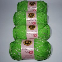 Lot of 4 Lion Brand Summer Kiss Lime Green #179 Yarn 3.5 oz 262 Yd Skeins - £20.62 GBP
