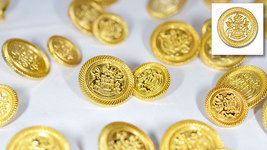 Set of Die Cast Metal Blazer Buttons W297-GOLD Gold Colour 3L/7S ø20mm ø15mm - £14.36 GBP