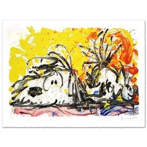 Tom Everhart &quot;Blow Dry&quot; Snoopy Dog HS/# Peanuts Woodstock Charlie Brown litho - £1,187.04 GBP
