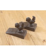 2 Cast Iron ROOSTER CHICKEN Door Stops Stopper Country Farmhouse Rustic ... - $534.24 MXN