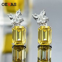 5A+ Yellow Zircon Stud Earrings for women High quality 925 Sterling Silver Spark - £55.72 GBP