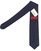 NEW $295 Isaia Pure Silk 7 Fold Tie!   Navy Blue with Pink Designs - £102.25 GBP