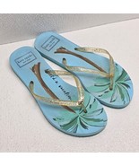Kate Spade Nassau Palm Tree I Need a Vacation Flip-Flops Blue Green Gold... - $542.19 MXN