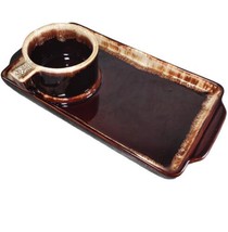 Pfaltzgraff Snack Set Tray 396 + Mug 80 Brown Drip Glaze Rectangular Pot... - £13.48 GBP