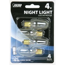 Feit Electric BP4C7/4 4-Watt C7 Night Light Bulb with Candelabra Base, Clear, 4  - £14.91 GBP