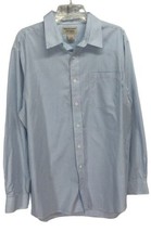 Duluth Trading Wrinkle Fighter  Button Up Dress Shirt White Blue Sz. Large TALL - £21.57 GBP