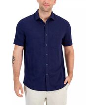Club Room Men's Regular-Fit Textured-Knit Shirt Navy Blue-Small - $17.99
