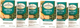 6 Twining&#39;s Of London 1.27 Oz Detox Adaptogens Grapefruit Basil 18 Ct Green Tea - £34.36 GBP