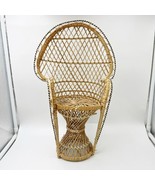 VINTAGE Mini Boho Wicker Peacock Fan Chair Plant Stands Doll Small Woven... - £15.68 GBP