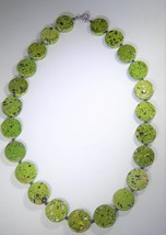 Necklace Bead Green Flats w/Specks/Dark Spacers 20&quot; + Spring Clasp  New Handmade - £7.99 GBP