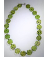 Necklace Bead Green Flats w/Specks/Dark Spacers 20&quot; + Spring Clasp  New ... - $10.00