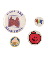 4 Pinbacks Hogs Are Beautiful Rainbow Pig Apple and Ben and Jerry&#39;s All ... - $110.04 MXN