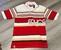 ENYCE Striped Polo Size XXL 100% Cotton White/Red/Brown/Gold - £19.02 GBP