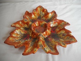Vintage MCM 1970 Holland Mold Hobbyist Chip and Dip orange brown Leaf pl... - $15.99