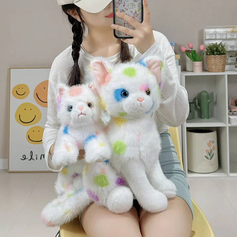 Simulation Rainbow Devon Rex Cat Model Kitten Appease Pillow for - $63.58