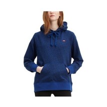 Levis Womens M Sodalite Blue Leopard Print Logo Hooded Sweatshirt NWD G66 - $24.49