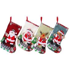 4pcs Christmas Stocking Candy Gifts Bags Hanging Socks Xmas Tree Decors - £18.38 GBP