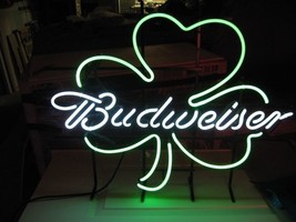 New Budweiser Clover Shamrock Light Beer Bar Neon Sign 19&quot;x15&quot;  - £123.09 GBP