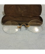 Antique Nose Clip Rimless Gold Bifocals Glasses With Original Case Moris... - $1,717.81 MXN