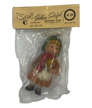 Golden Sleigh Christmas Trim Vintage Girl with Doll Ornament - £3.31 GBP